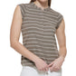 Calvin Klein Women's Striped Cap Sleeve Henley Green Size Large