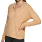 Calvin Klein Women's Knit Pocketed Stretch Logo Graphic Long Sleeve V Neck Hoodie Sweater Gold Size X-Large
