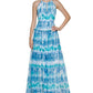 Calvin Klein Women's Tie Dye Printed Gown Blue Size 8