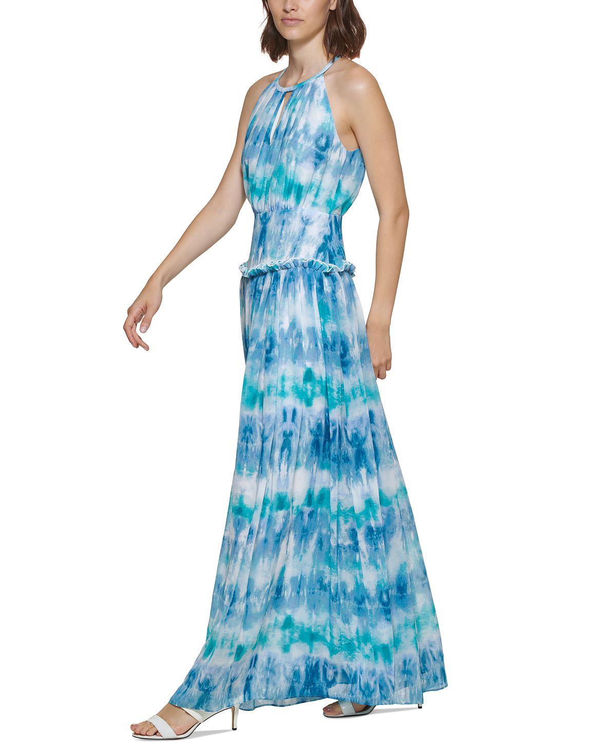Calvin Klein Women's Tie Dye Printed Gown Blue Size 8