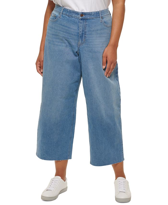 Calvin Klein Women's Wide Leg Cropped Jeans Blue Size 22W