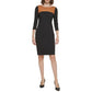 Calvin Klein Women's Faux Leather Yoke Sheath Dress Black Size 16
