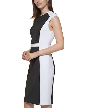 Calvin Klein Women's Colorblocked Shift Dress Black Size 2Petite