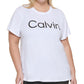 Calvin Klein Women's Logo Graphic T Shirt White Size 1X