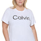 Calvin Klein Women's Logo Graphic T Shirt White Size 1X