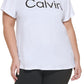 Calvin Klein Women's Logo Graphic T Shirt White Size 1X