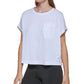 Calvin Klein Women's Bungee Hem Pocket Cotton T Shirt White Size Large
