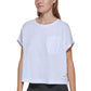 Calvin Klein Women's Bungee Hem Pocket Cotton T Shirt White Size Large