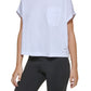 Calvin Klein Women's Bungee Hem Pocket Cotton T Shirt White Size Large