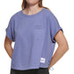 Calvin Klein Women's Bungee Hem Pocket Cotton T Shirt Blue Size Large