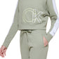 Calvin Klein Women's Cutoff Ck Logo Cropped Sweatshirt Green Size Small