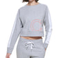 Calvin Klein Women's Cutoff Ck Logo Cropped Sweatshirt Gray Size Large