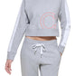 Calvin Klein Women's Cutoff Ck Logo Cropped Sweatshirt Gray Size Large