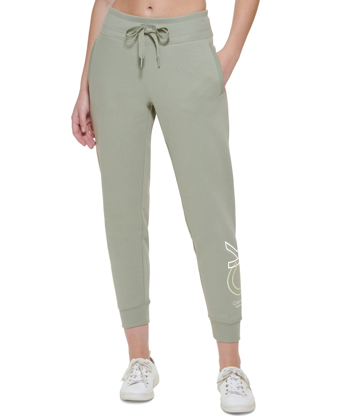 Calvin Klein Women's Ladies Performance Outline Logo Jogger Green Size Large