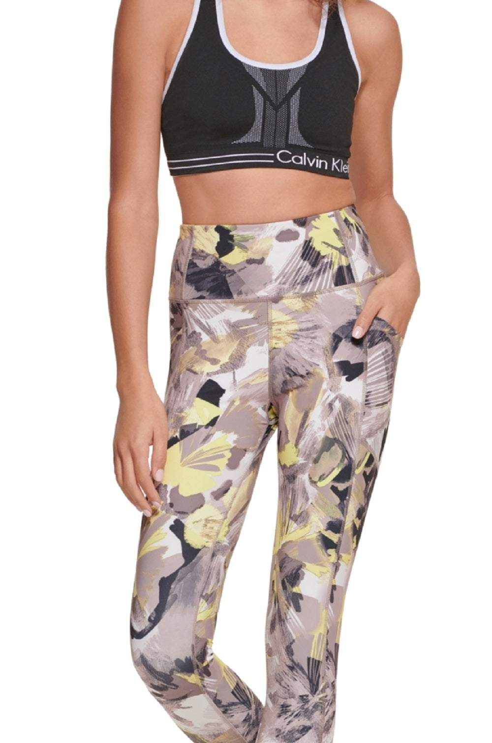 Calvin Klein Women's Floral Print 7/8 Leggings Brown Size X-Large