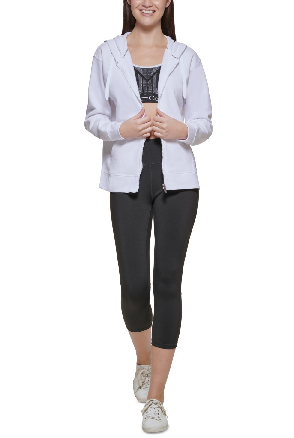 Calvin Klein Women's Zip Hoodie White Size Medium