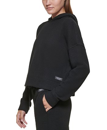 Calvin Klein Women's Waffle Hoodie Black Size X-Small