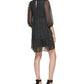 Calvin Klein Women's Empire Waist Chiffon Shift Dress Black Size 14