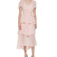 Calvin Klein Women's Clip Dot Tiered Ruffle Dress Pink Size 4