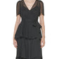 केल्विन क्लेन महिलाओं के लिए क्लिप डॉट टायर्ड रफल ड्रेस, काला, साइज़ 10
