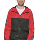 Calvin Klein Men's Logo Taped Sleeves Hooded Windbreaker Jacket Red Size Large
