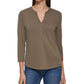 Calvin Klein Women's 3/4 Sleeve Button Front Henley Green Size Medium