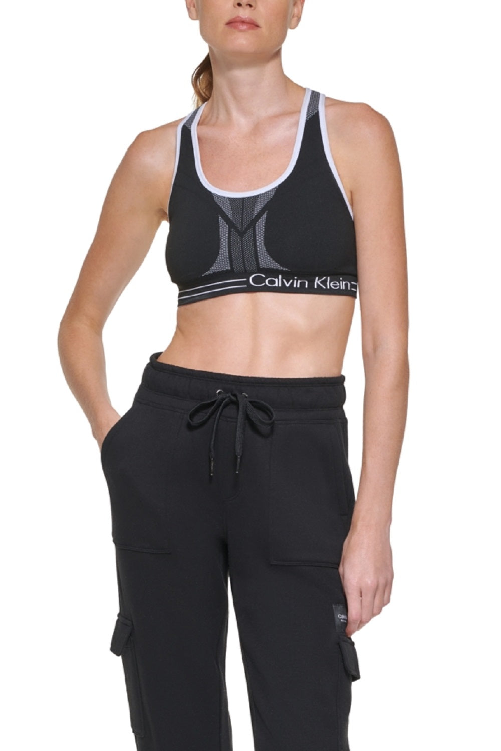 Calvin Klein Women's Slim Fit Cargo Jogger Pants Black Size Large
