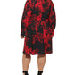 Calvin Klein Women's Scuba Crepe Floral Long Sleeve V Neck Dress Red Size 18W