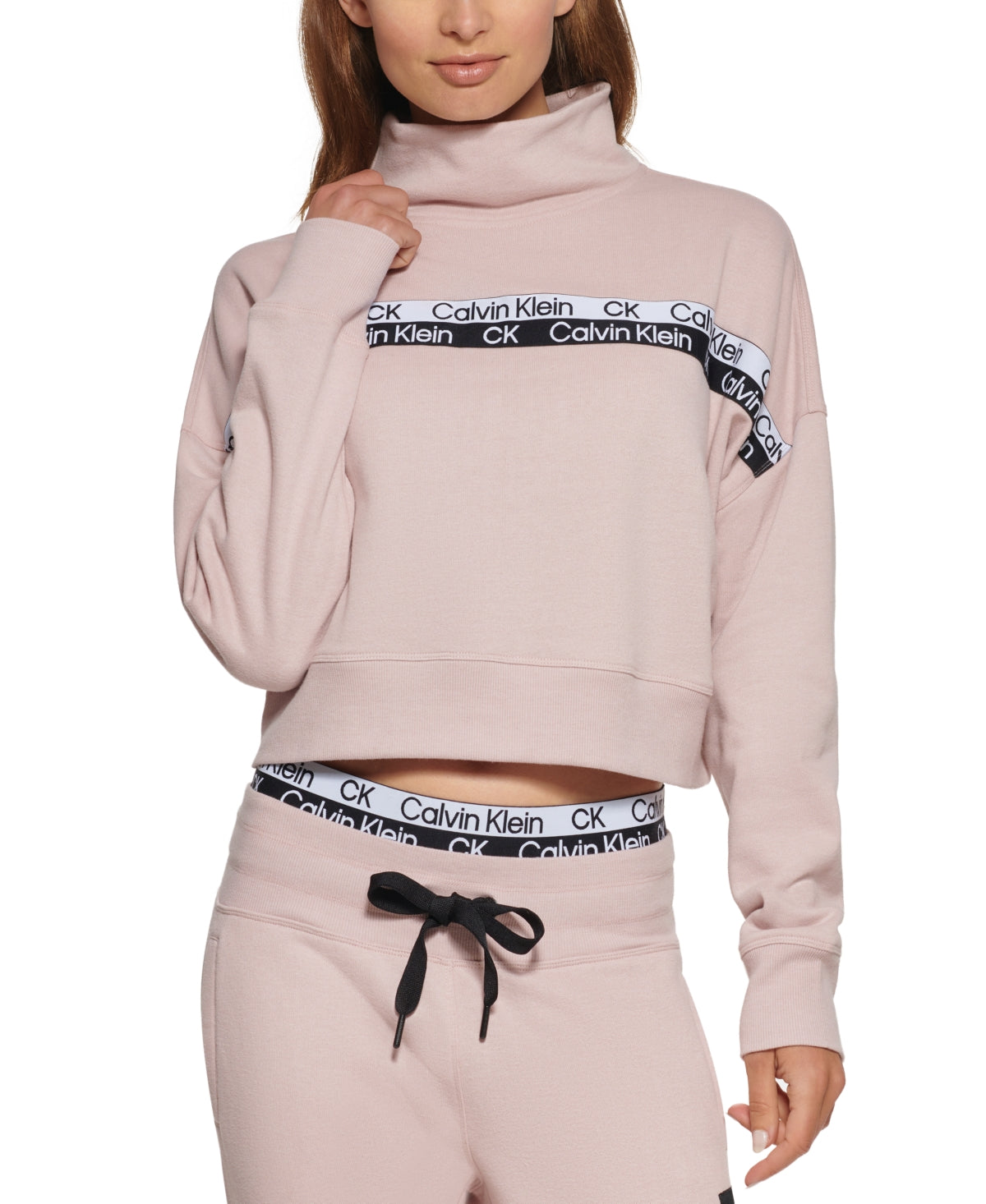 Calvin Klein Women's Double Stripe Logo Pullover Pink Size X-Large