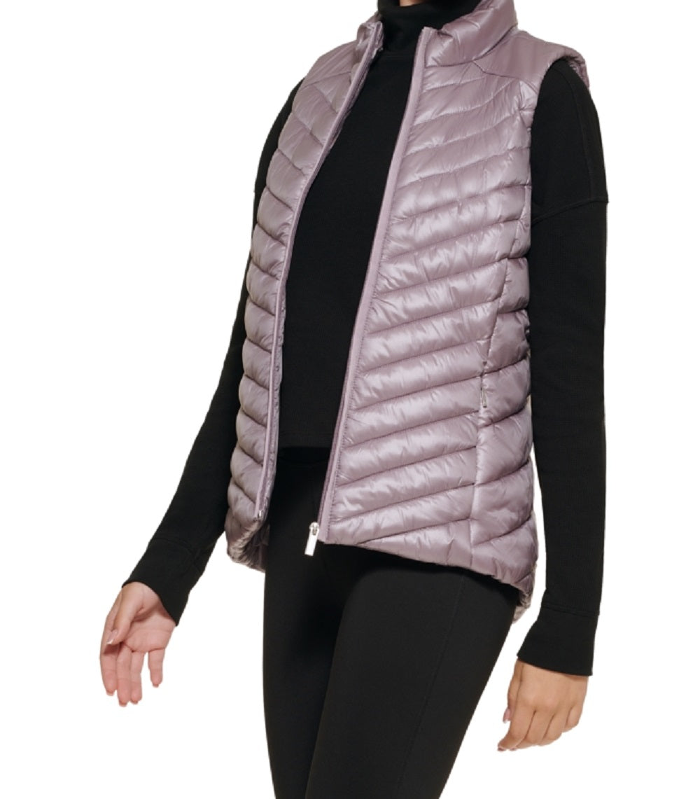 Calvin Klein Women's Diagonal Quilted Vest Purple Size Medium