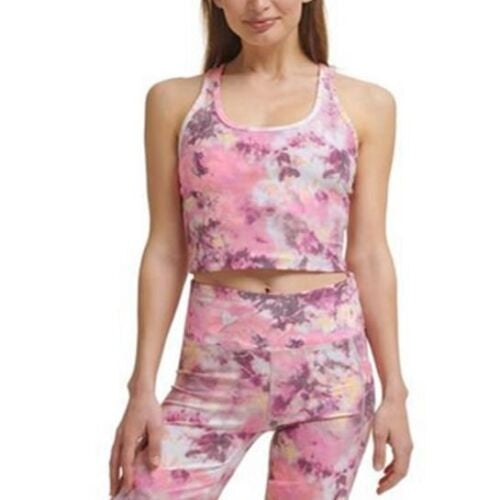 Calvin Klein Women's Printed Racerback Cropped Tank Top Purple Size S