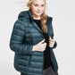 Charter Club Women's Hooded Packable Down Puffer Coat Green Size 2X