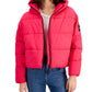 Calvin Klein Women's Hooded Boxy Puffer Jacket Red Size Large