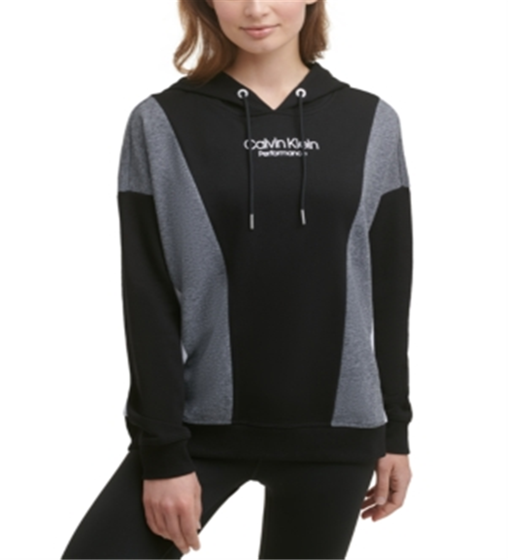 Calvin Klein Women's Performance Colorblocked Hoodie Black Size Medium