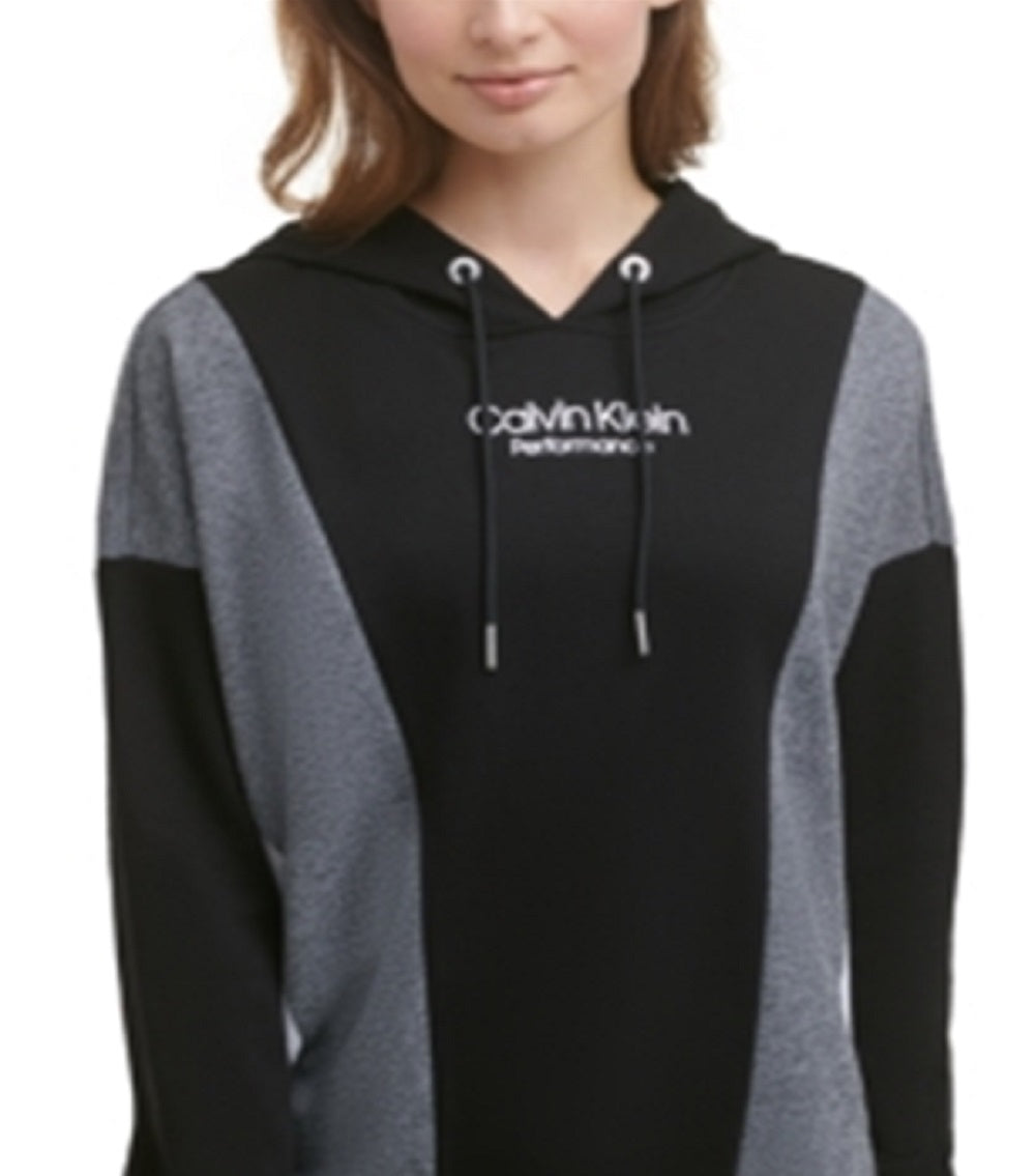 Calvin Klein Women's Performance Colorblocked Hoodie Black Size Medium
