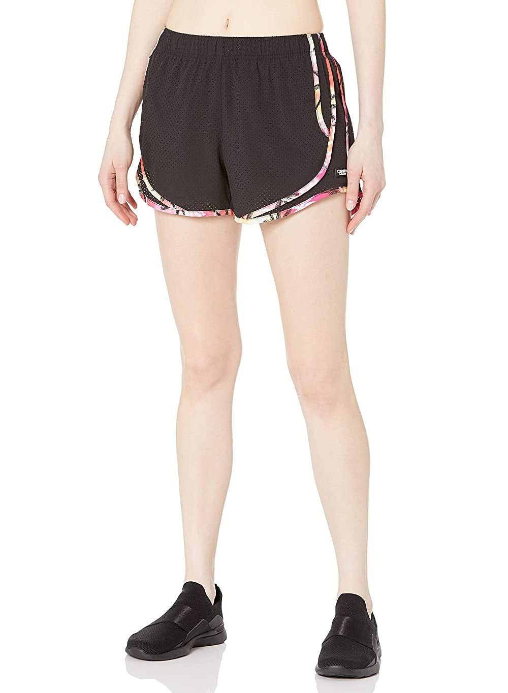Calvin Klein Women's Perforated Shorts Black Lime Size Large