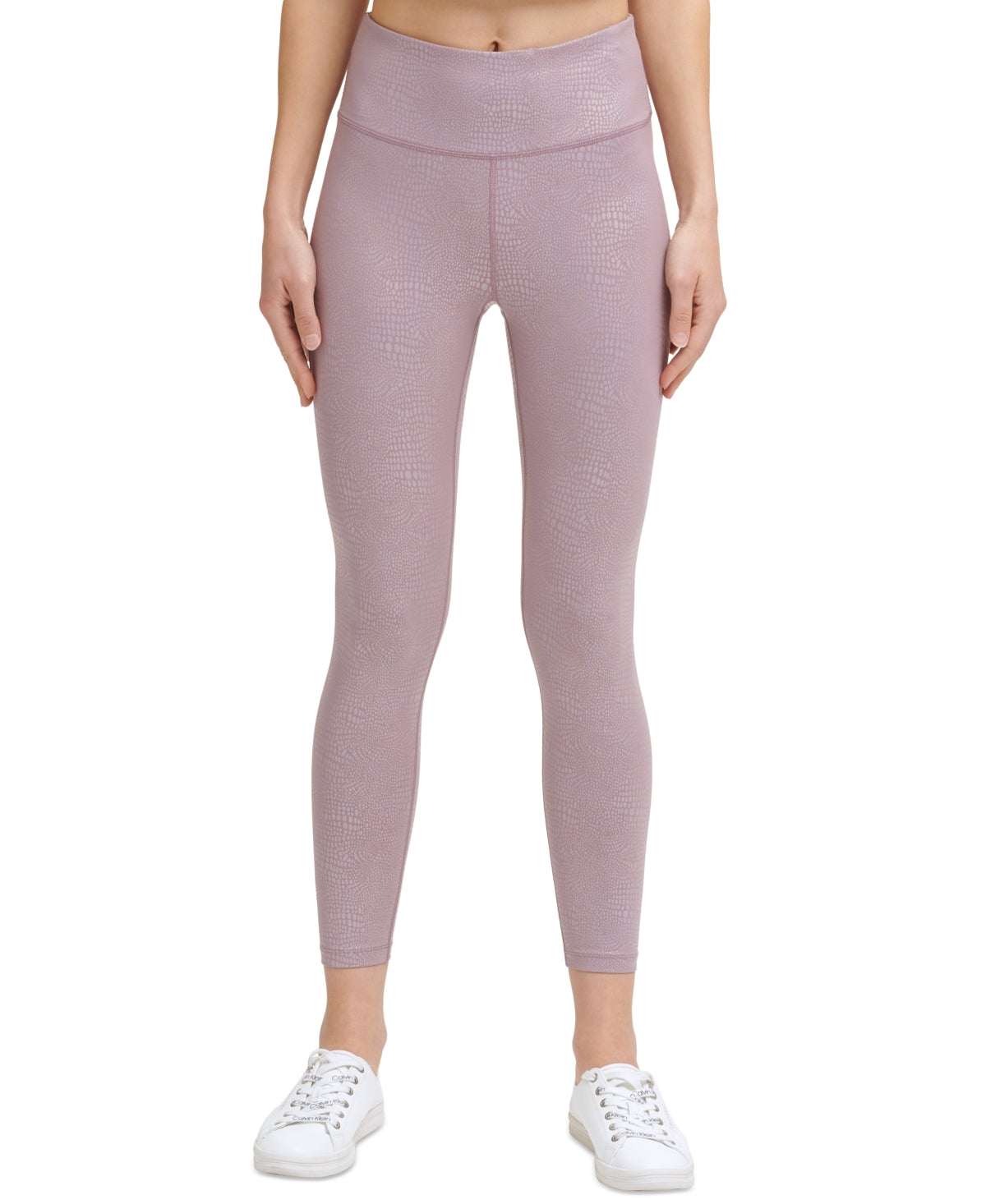Calvin Klein Women's Metallic Print High Waist Length Leggings Pink Size Large