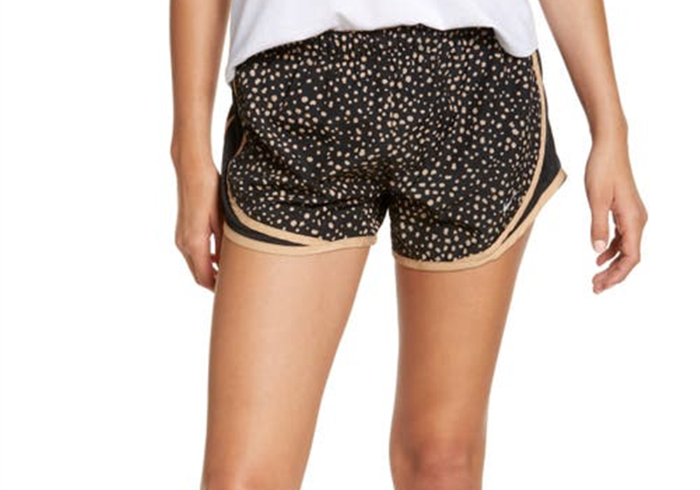 Nike Women's Dri-FIT Tempo Running Shorts in Black/Black/Hemp/Wolf Grey Size Small
