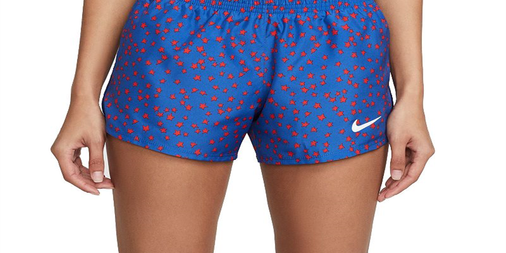 Nike Women's Dri FIT 10K Americana Running Shorts Blue Size Large