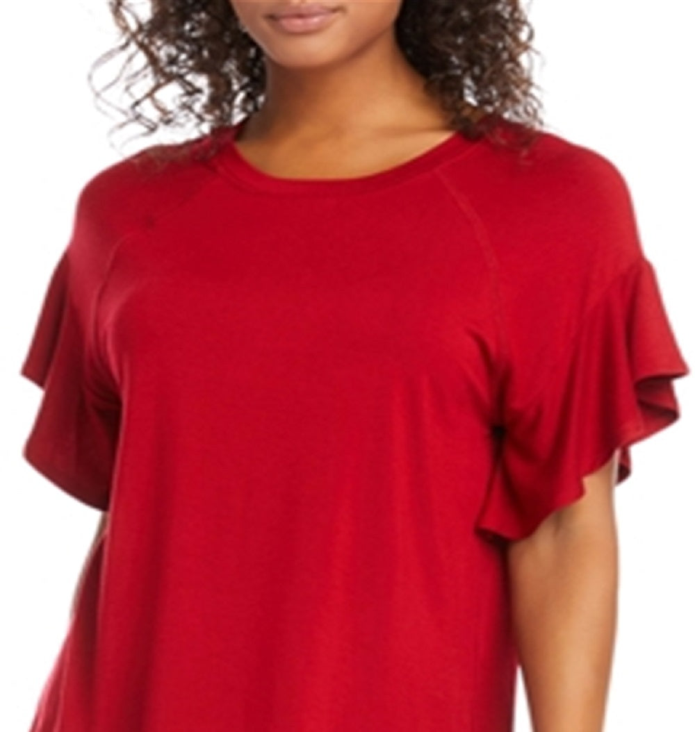 Karen Kane Women's Ruffle Sleeve Top Red Size Large