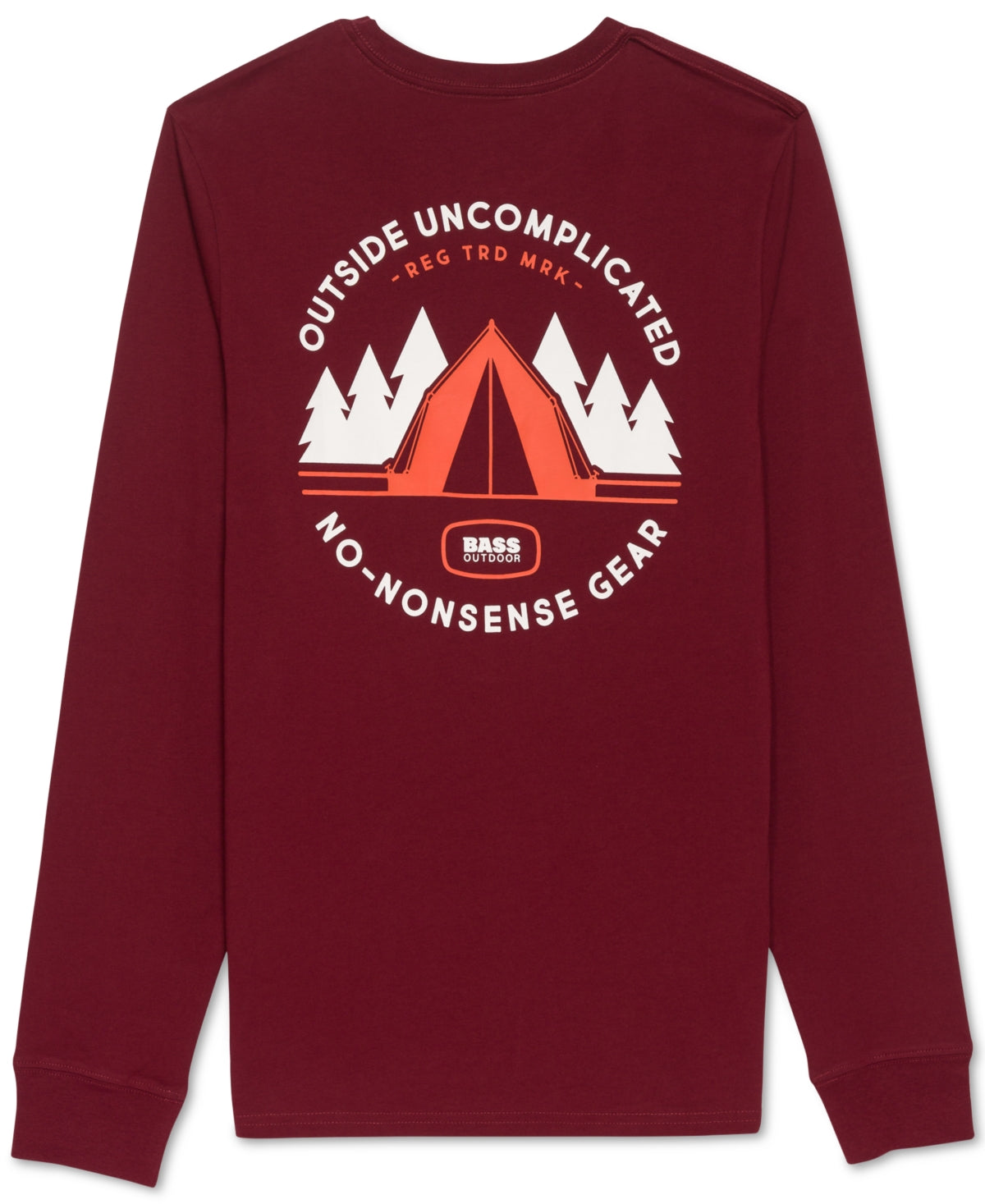 Bass Outdoor Men's Tent Graphic Long Sleeve T-Shirt Red Size Medium