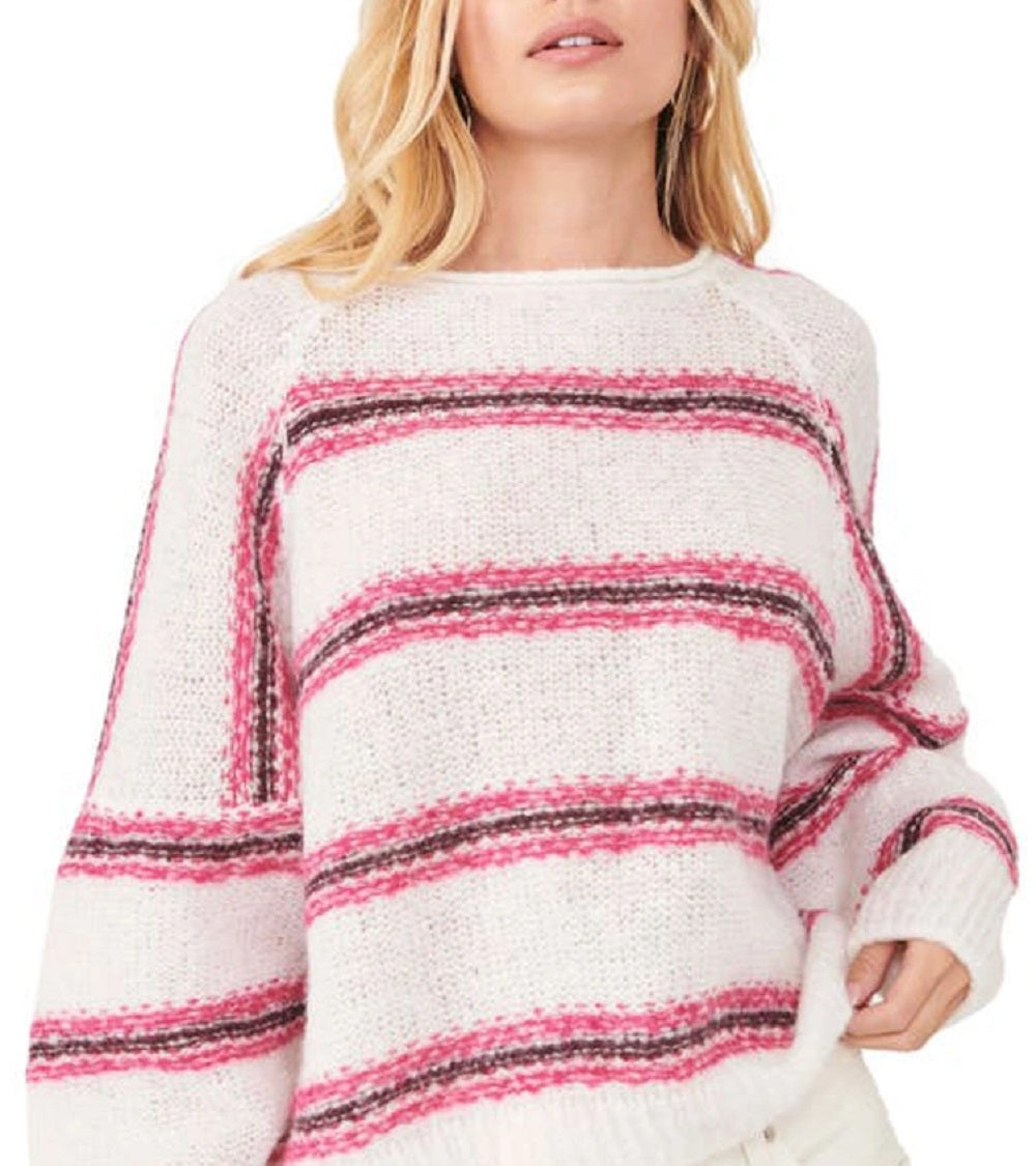 Free People Women's Hockley Alpaca Blend Striped Sweater White Size X-Small