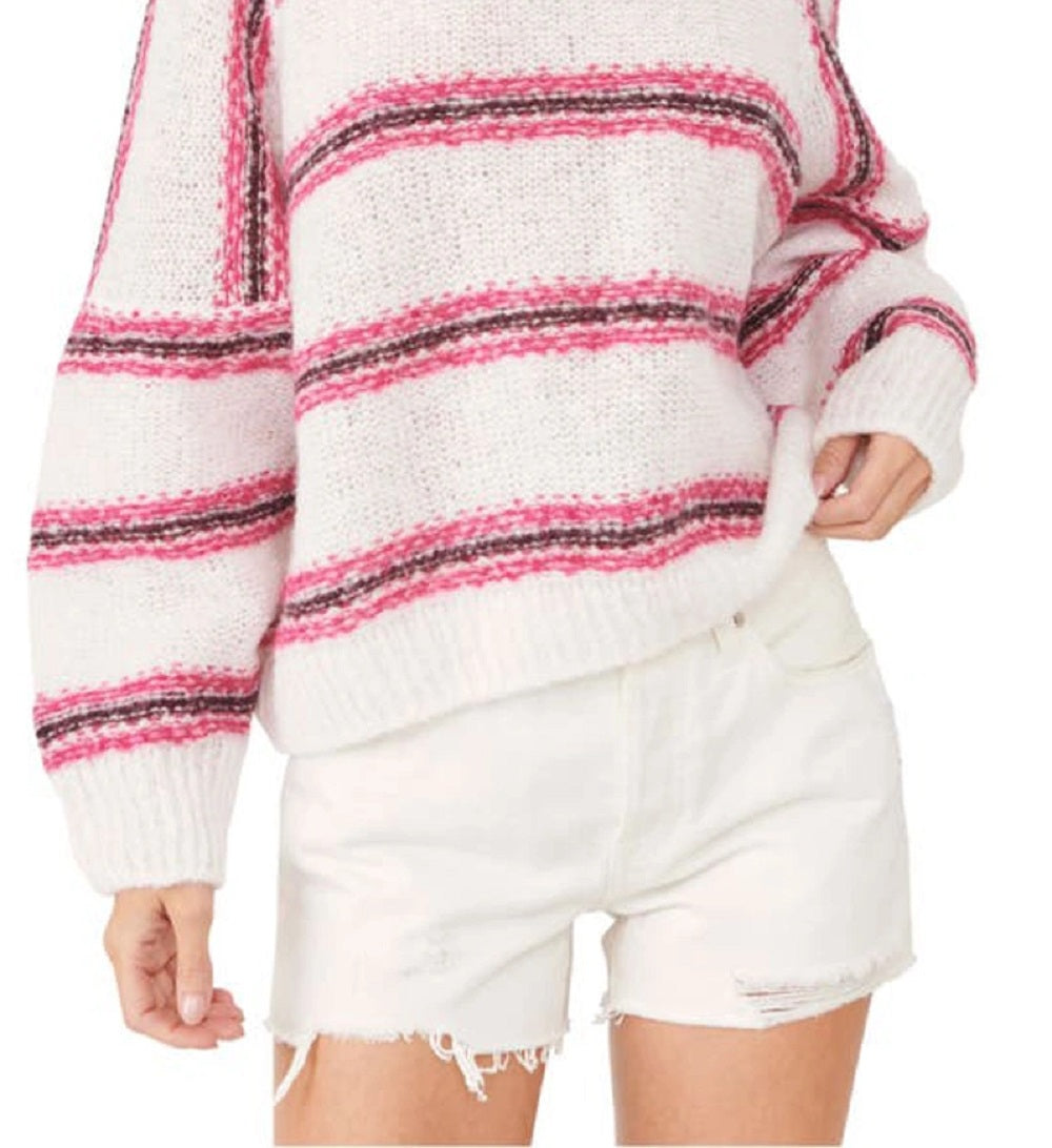 Free People Women's Hockley Alpaca Blend Striped Sweater White Size X-Small