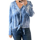 1.State - Tie Dye Button Front Tie Waffle Knit Shirt
