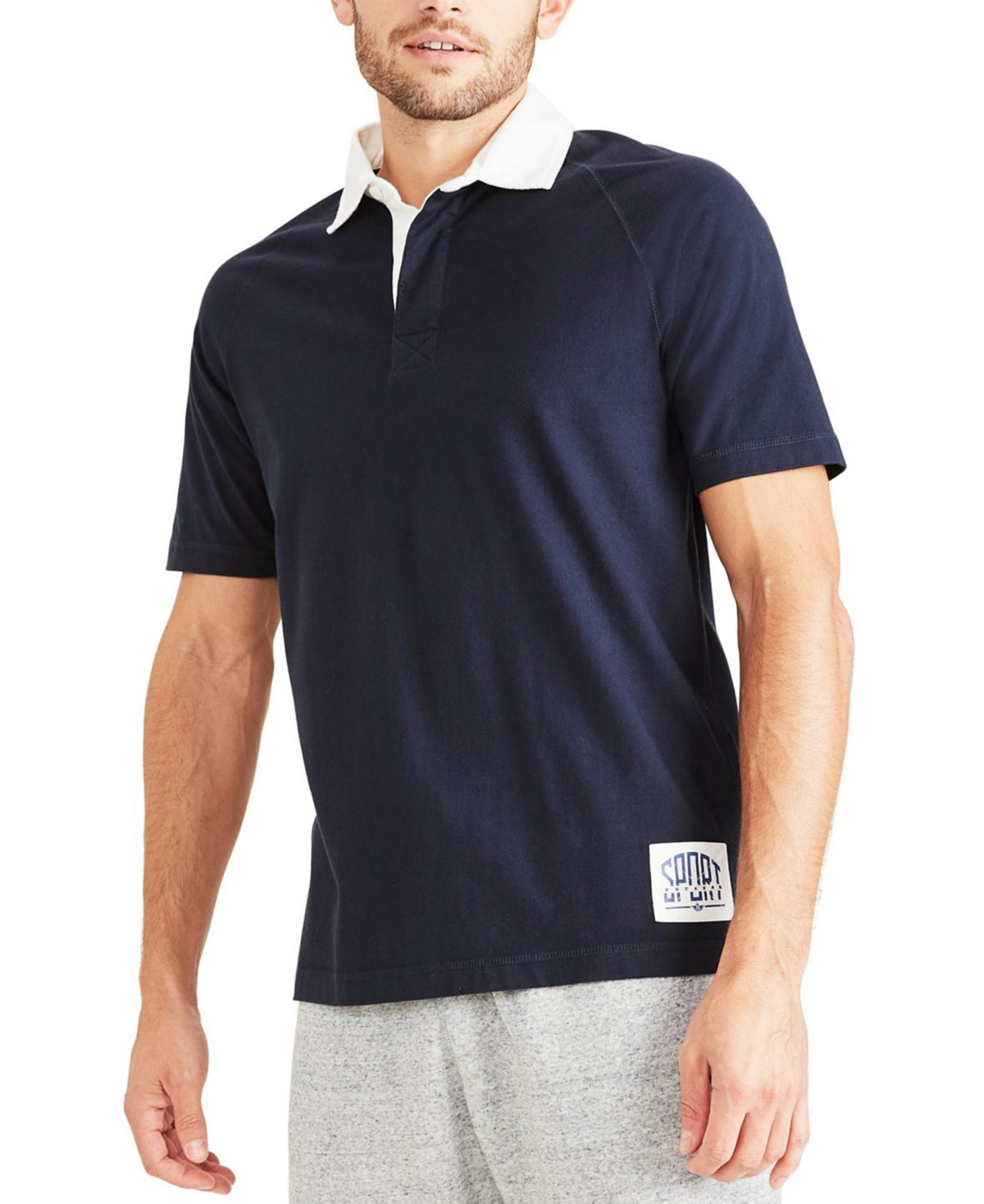 Dockers Men's Regular-Fit Rugby Shirt Blue Size XL