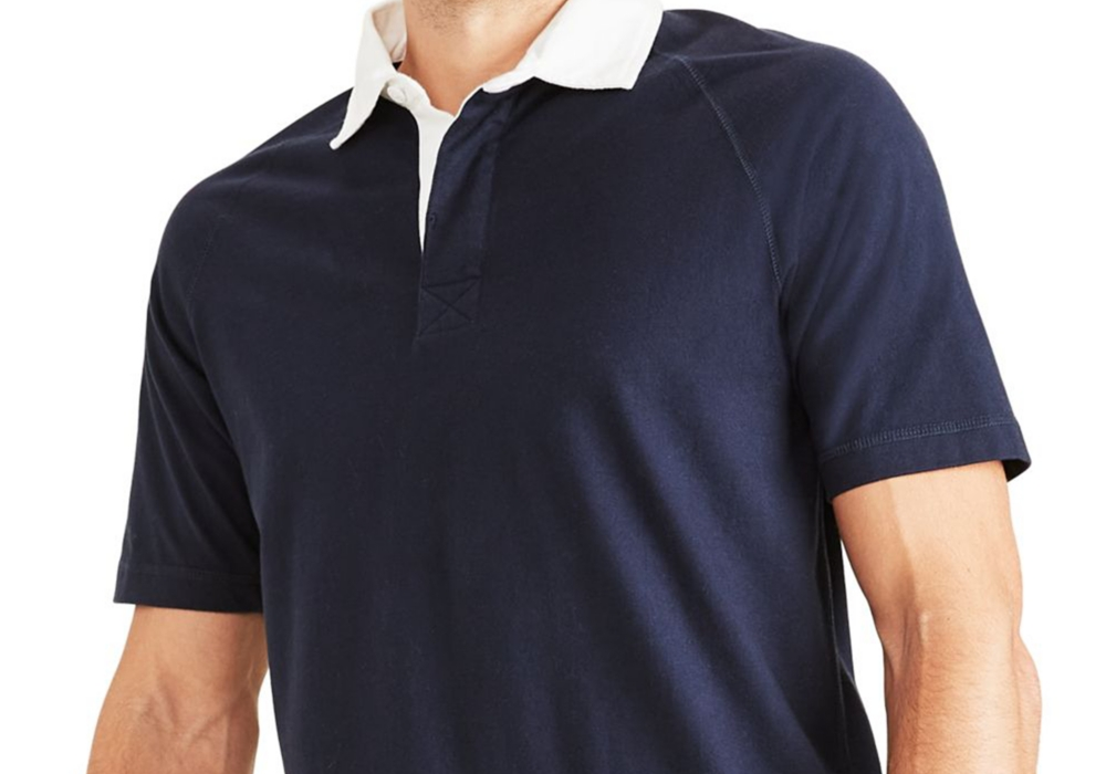 Dockers Men's Regular-Fit Rugby Shirt Blue Size XL