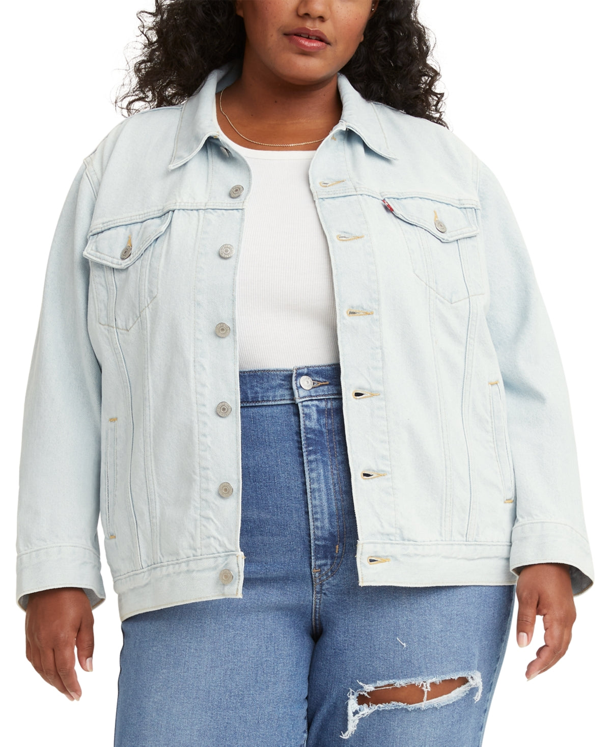 Levi's Women's Trendy Plus Ex Boyfriend Trucker Jacket Blue Size 4X