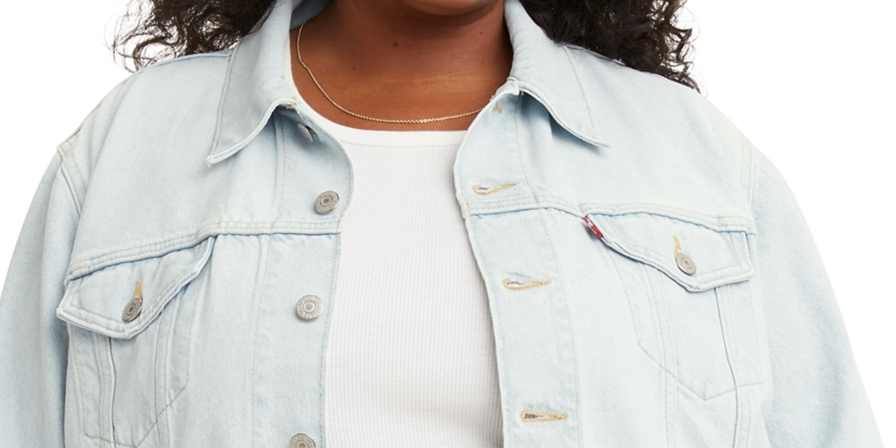 Levi's Women's Trendy Plus Ex Boyfriend Trucker Jacket Blue Size 4X
