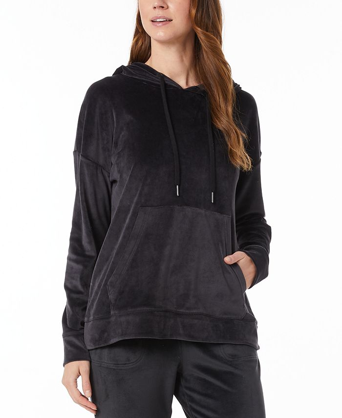 32 Degrees Women's Velour Drop Shoulder Hoodie Black Size X-Small