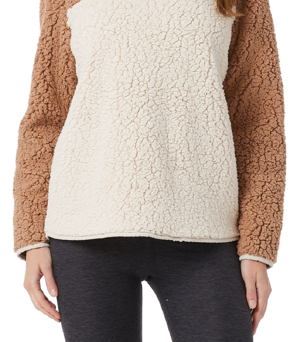 32 Degrees Women's Sherpa Mock Neck Sweatshirt Brown Size X-Large